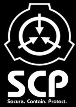 Scp logo with a dark theme