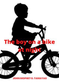 The boy on a bike at night