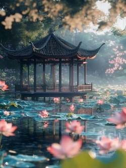 The Lady in Lotus Courtyard